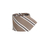 Brown & White Striped Necktie – Classic Width, 60 Inches - Image 2