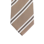 Brown & White Striped Necktie – Classic Width, 60 Inches - Image 3