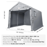 10 x 10 x 8.5 ft Heavy-Duty Portable Storage Shed - Image 3